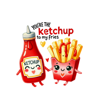 Ketchup to my Fries model alb pe tricou