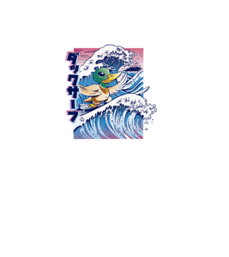 Surfer Duck model negru pe tricou