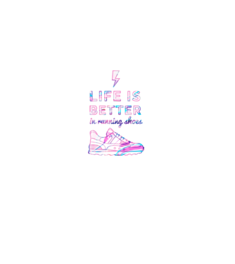 Life is better running shoes HOLO model negru pe tricou