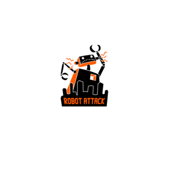 Robot Attack model alb pe tricou