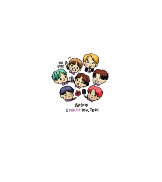 BTS chibi model alb pe tricou