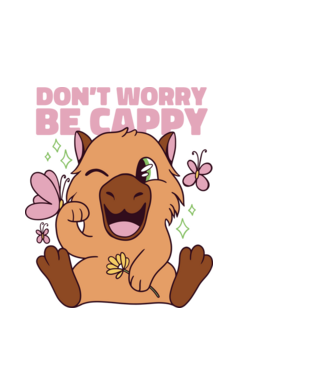 Don't worry be cappy - capibară model alb pe tricou