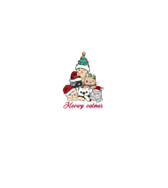 Meowy catmas model alb pe tricou