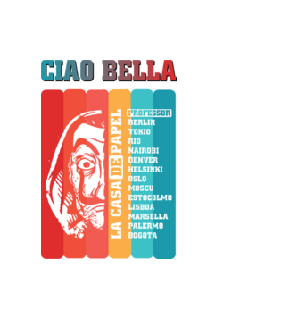 ciao bella retro model negru pe tricou