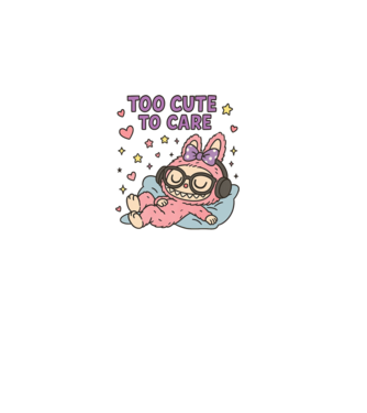 Too cute to care model negru pe tricou