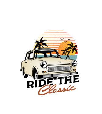 Trabant Ride The Classic model alb pe tricou