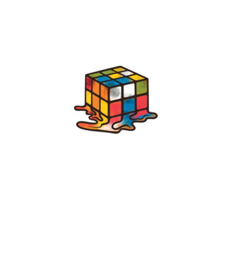 Melted Rubik model negru pe tricou