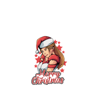 Merry christmas santa girl model negru pe tricou