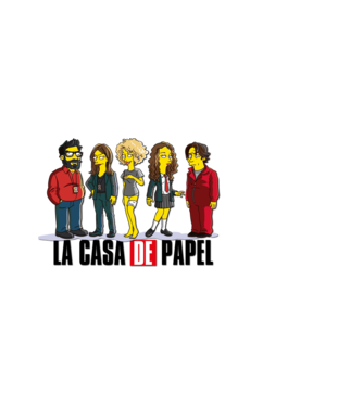 la casa de papel simpson model alb pe tricou