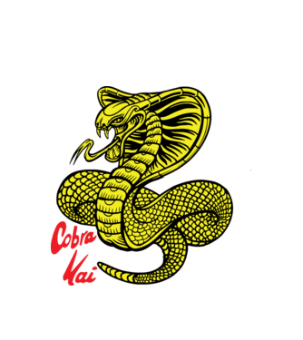 cobra kai logo color model alb pe tricou