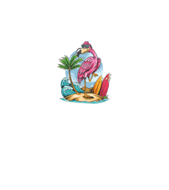 Surfer flamingo model negru pe tricou