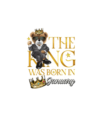 The king was born int JANUARY model alb pe tricou