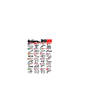 F1 calendar 2025 model alb pe tricou