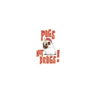 Pugs not drugs model negru pe tricou