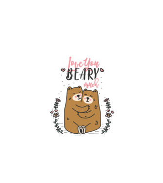 LoveU BEARY much model alb pe tricou