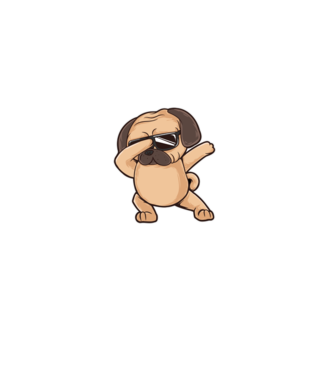 Mops DAB model gri pe tricou