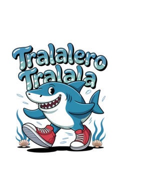 Tralalero Tralala drăguț model negru pe tricou