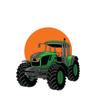 TRACTOR model alb pe tricou