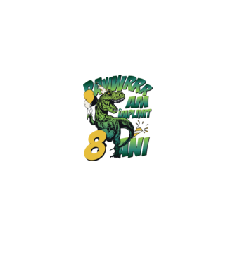 Rawr Am împlinit 8 ani model alb pe tricou