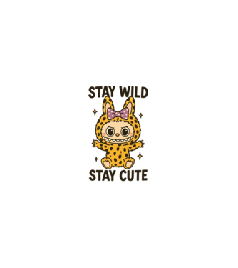 Stay wild - Labubu model alb pe tricou