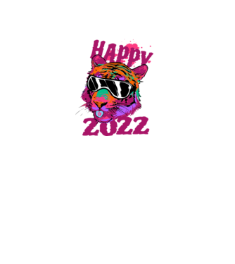 Happy 2022 tiger model alb pe tricou