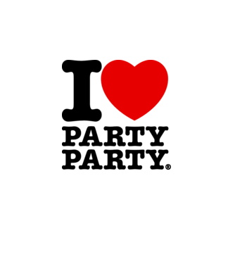 I love party party model alb pe tricou