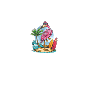 Surfer flamingo model negru pe tricou