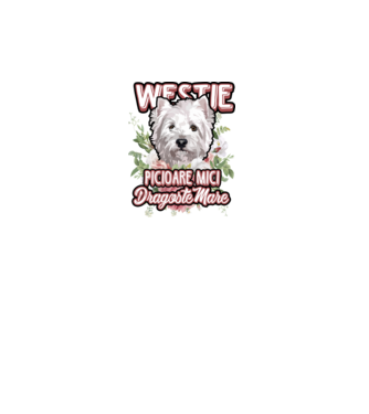 Westie picioare mici dragoste mare model alb pe tricou