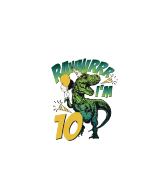 'Birthday Dinosaur rawww i''m 10' model alb pe tricou