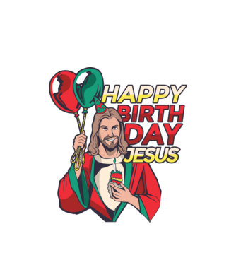 Happy Birtday Jesus! model alb pe tricou