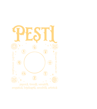 Zodiac femeie PEȘTI golden model alb pe tricou