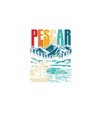 Pescar retro model negru pe tricou