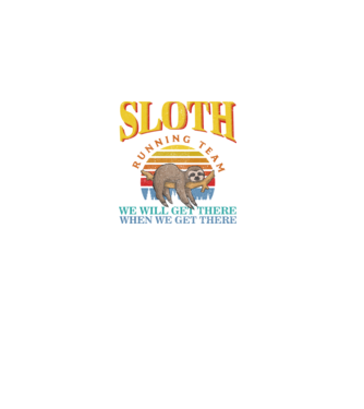 sloth running team retro model negru pe tricou