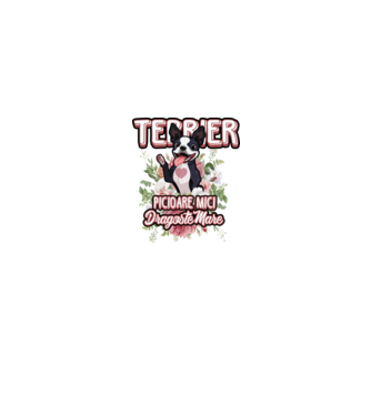 terrier : picioare mici dragoste mare model alb pe tricou