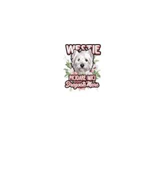 Westie picioare mici dragoste mare model alb pe tricou