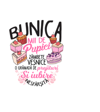 bunica - mii de pupici, zâmbete veșnice, o grămadă de prăjituri și iubire nesfârșită model albastru deschis pe tricou
