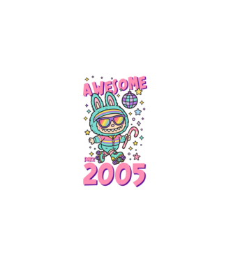 Awesome since 2005 - Labubu model negru pe tricou
