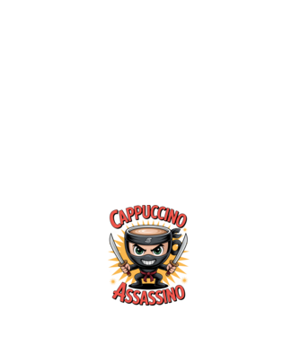 Cappuccino Assasino model albastru închis pe tricou