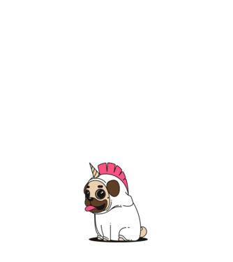 Pug Unicorn model roz deschis pe tricou