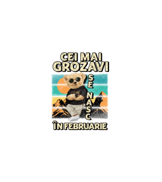 RETRO teddy FEBRUARIE model negru pe tricou