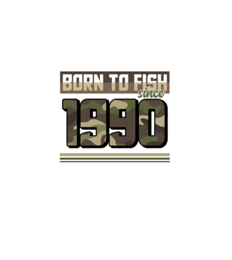 Born to fish since 1990 model negru pe tricou