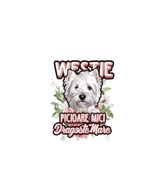 Westie picioare mici dragoste mare model alb pe tricou
