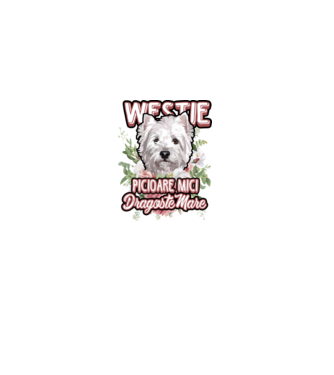 Westie picioare mici dragoste mare model alb pe tricou