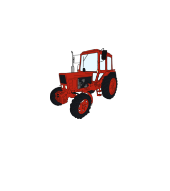TRACTOR model alb pe tricou