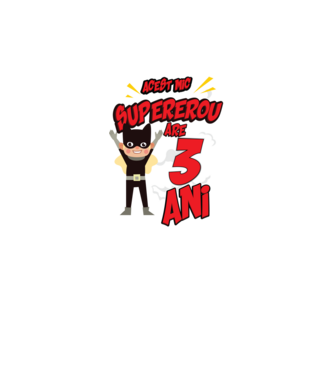 Acest mic supererou are 3 ani model negru pe tricou