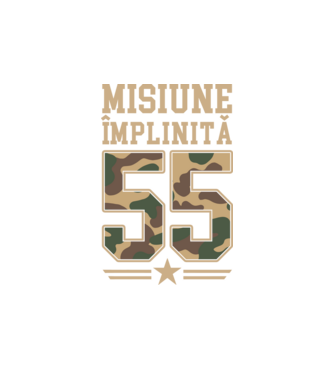 Misiune împlinită 55 model alb pe tricou