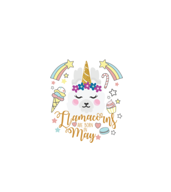 Llamacorns are born in May model alb pe tricou