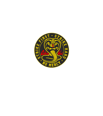 Strike first strike hard cobra kai model negru pe tricou