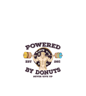Powered by donuts model alb pe tricou