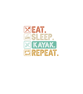 Eat Sleep Kayak model negru pe tricou